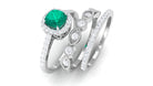 Cushion Cut Emerald Stackable Ring Set with Moissanite Emerald - ( AAA ) - Quality - Rosec Jewels