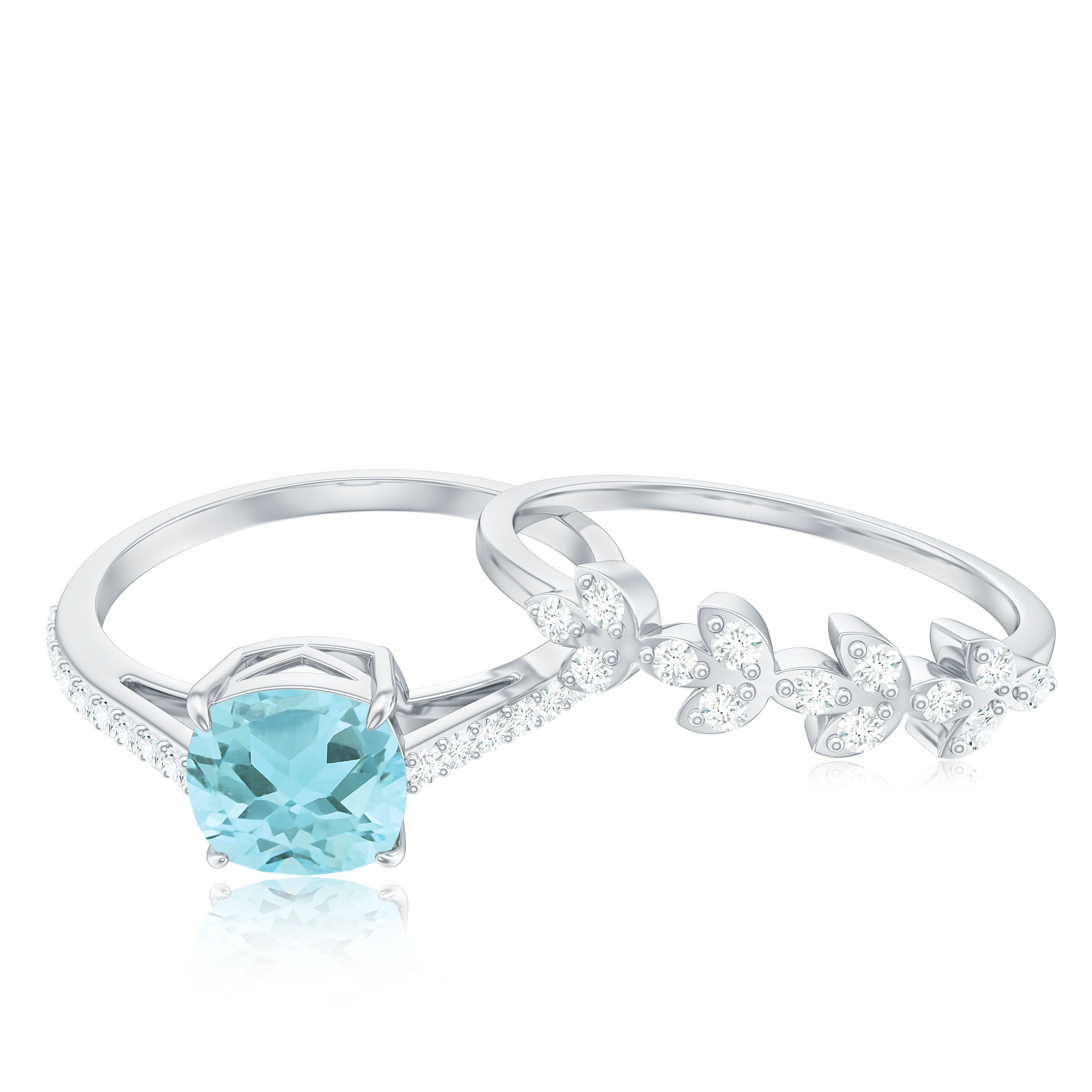 1.75 CT Sky Blue Topaz and Diamond Ring Set Sky Blue Topaz - ( AAA ) - Quality - Rosec Jewels