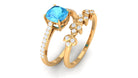 Swiss Blue Topaz and Diamond Stackable Ring Set Swiss Blue Topaz - ( AAA ) - Quality - Rosec Jewels