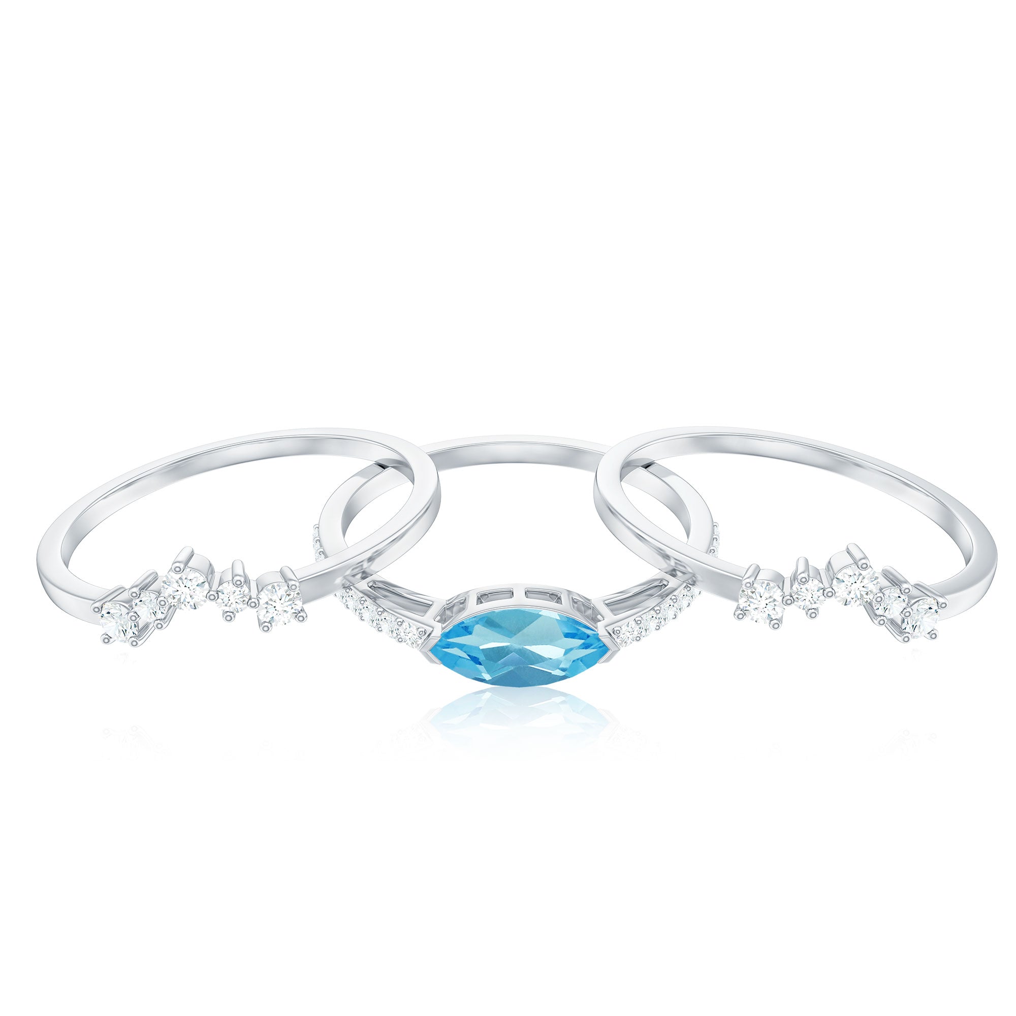 Natural Sky Blue Topaz and Diamond Ring Set Sky Blue Topaz - ( AAA ) - Quality - Rosec Jewels