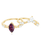 Natural Rhodolite Ring Set with Moissanite in Prong Setting Rhodolite - ( AAA ) - Quality - Rosec Jewels