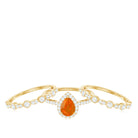 Pear Cut Fire Opal Bridal Trio Ring Set with Moissanite Band Fire Opal - ( AAA ) - Quality - Rosec Jewels