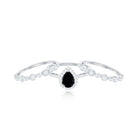 Pear Cut Black Spinel Bridal Trio Ring Set with Moissanite Band Black Spinel - ( AAA ) - Quality - Rosec Jewels