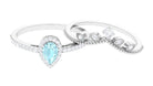 1.25 CT Vintage Inspired Sky Blue Topaz Teardrop Ring Set with Diamond Sky Blue Topaz - ( AAA ) - Quality - Rosec Jewels