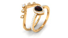 Garnet Vintage Teardrop Wedding Ring Set with Diamond Garnet - ( AAA ) - Quality - Rosec Jewels