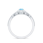 Aquamarine Vintage Teardrop Wedding Ring Set with Diamond Aquamarine - ( AAA ) - Quality - Rosec Jewels