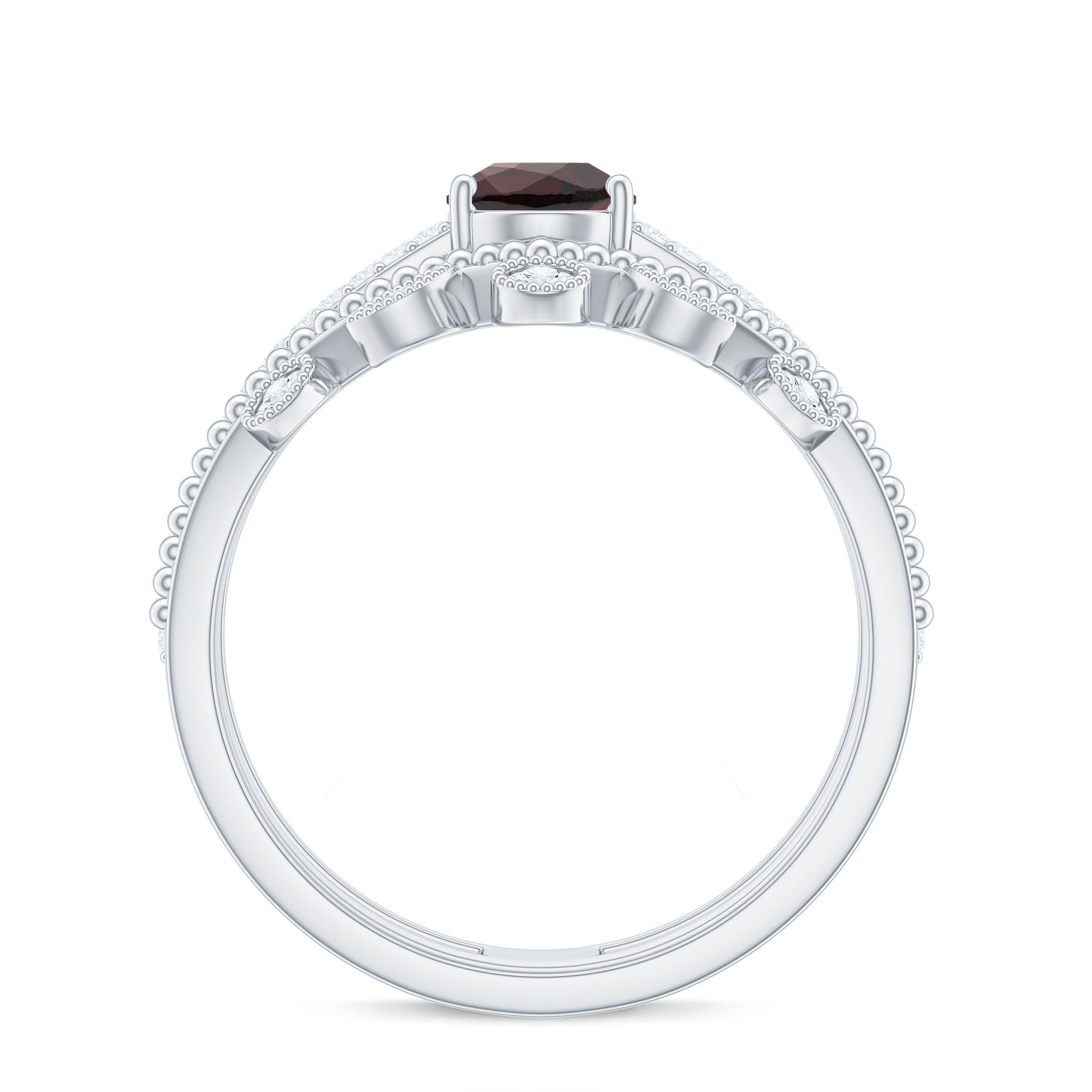 Pear Cut Natural Garnet and Diamond Wedding Ring Set Garnet - ( AAA ) - Quality - Rosec Jewels