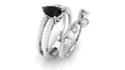 Pear Cut Real Black Spinel and Diamond Wedding Ring Set Black Spinel - ( AAA ) - Quality - Rosec Jewels