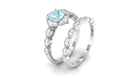 1 CT Sky Blue Topaz Flower Beaded Ring Set with Diamond Sky Blue Topaz - ( AAA ) - Quality - Rosec Jewels