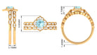 1 CT Sky Blue Topaz Flower Beaded Ring Set with Diamond Sky Blue Topaz - ( AAA ) - Quality - Rosec Jewels