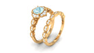 1 CT Sky Blue Topaz Flower Beaded Ring Set with Diamond Sky Blue Topaz - ( AAA ) - Quality - Rosec Jewels