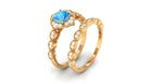 Swiss Blue Topaz Flower Ring Set with Diamond Swiss Blue Topaz - ( AAA ) - Quality - Rosec Jewels