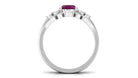 1.75 CT Rhodolite and Diamond Ring Set with Leaf Motif Rhodolite - ( AAA ) - Quality - Rosec Jewels