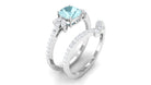 2 CT Cushion Cut Sky Blue Topaz and Diamond Bridal Ring Set Sky Blue Topaz - ( AAA ) - Quality - Rosec Jewels