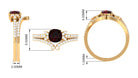 Cushion Cut Garnet and Diamond Ring Set Garnet - ( AAA ) - Quality - Rosec Jewels