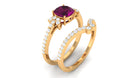 2.50 CT Cushion Cut Rhodolite and Diamond Bridal Ring Set Rhodolite - ( AAA ) - Quality - Rosec Jewels