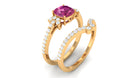 Cushion Cut Pink Tourmaline and Diamond Bridal Ring Set Pink Tourmaline - ( AAA ) - Quality - Rosec Jewels