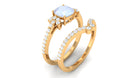 Cushion Cut Moonstone and Diamond Bridal Ring Set Moonstone - ( AAA ) - Quality - Rosec Jewels