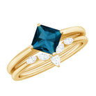 Princess Cut London Blue Topaz and Diamond Solitaire Ring Set London Blue Topaz - ( AAA ) - Quality - Rosec Jewels