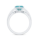 1 CT Princess Cut Sky Blue Topaz and Diamond Solitaire Ring Set Sky Blue Topaz - ( AAA ) - Quality - Rosec Jewels