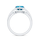 Princess Cut Swiss Blue Topaz Solitaire Ring Set with Diamond Swiss Blue Topaz - ( AAA ) - Quality - Rosec Jewels