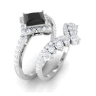 2.25 CT Black Onyx and Moissanite Statement Wedding Ring Set Black Onyx - ( AAA ) - Quality - Rosec Jewels