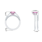 Princess Cut Pink tourmaline Wedding Ring Set with Moissanite Pink Tourmaline - ( AAA ) - Quality - Rosec Jewels