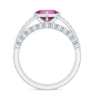 Princess Cut Pink tourmaline Wedding Ring Set with Moissanite Pink Tourmaline - ( AAA ) - Quality - Rosec Jewels