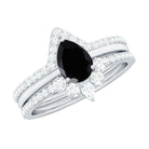 Black Diamond Designer Teardrop Ring Set with Moissanite Halo Black Diamond - ( AAA ) - Quality - Rosec Jewels