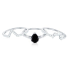 Black Diamond Designer Teardrop Ring Set with Moissanite Halo Black Diamond - ( AAA ) - Quality - Rosec Jewels