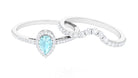 1.50 CT Sky Blue Topaz Teardrop Designer Ring Set with Moissanite Sky Blue Topaz - ( AAA ) - Quality - Rosec Jewels