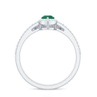 Emerald Designer Teardrop Ring Set with Diamond Halo Emerald - ( AAA ) - Quality - Rosec Jewels