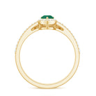 Emerald Designer Teardrop Ring Set with Diamond Halo Emerald - ( AAA ) - Quality - Rosec Jewels