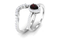 1.75 CT Garnet Designer Teardrop Ring Set with Diamond Halo Garnet - ( AAA ) - Quality - Rosec Jewels