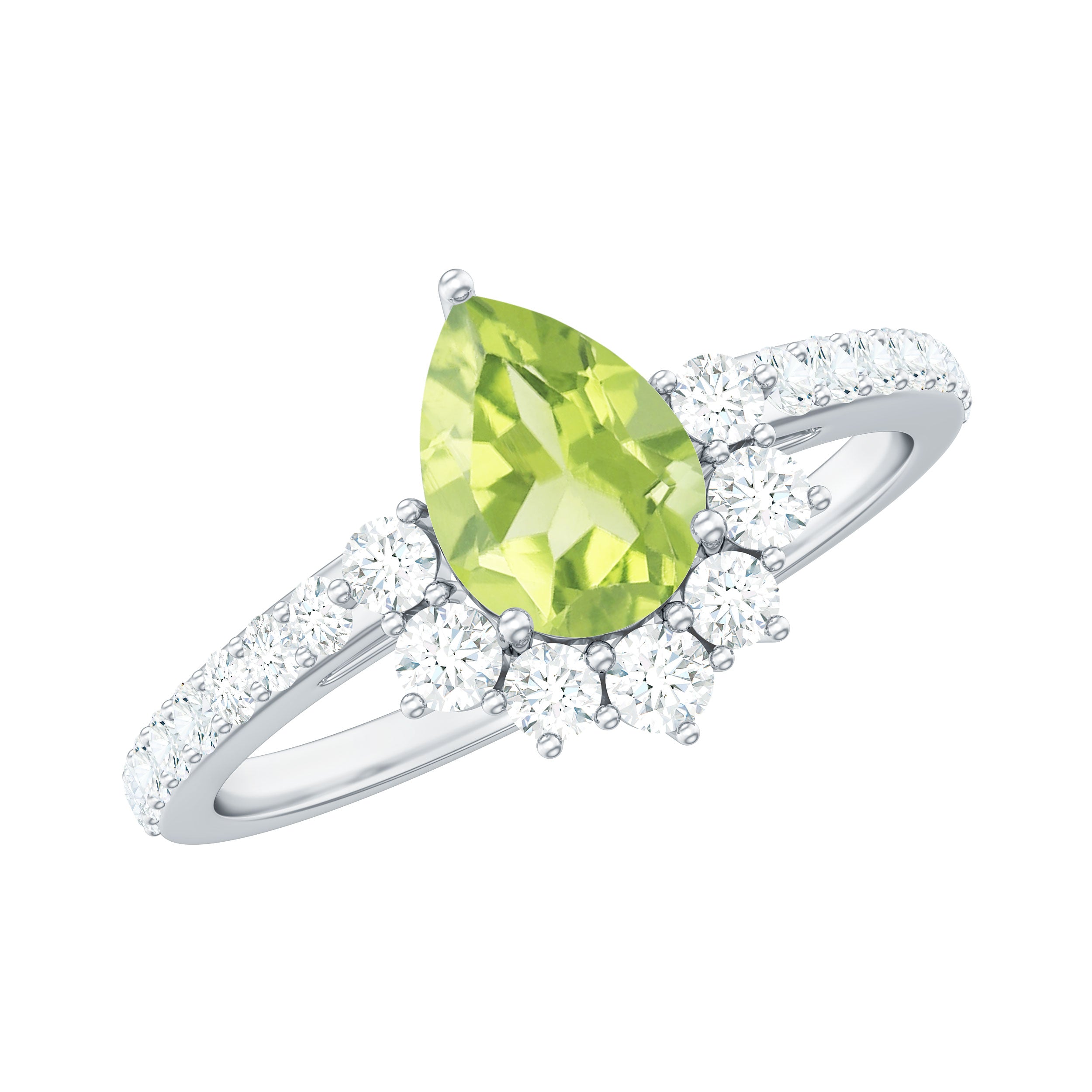 Peridot ring, store pear cut , engagement ring, natural peridot