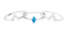 Marquise Shape Swiss Blue Topaz Solitaire Ring Set with Moissanite Swiss Blue Topaz - ( AAA ) - Quality - Rosec Jewels