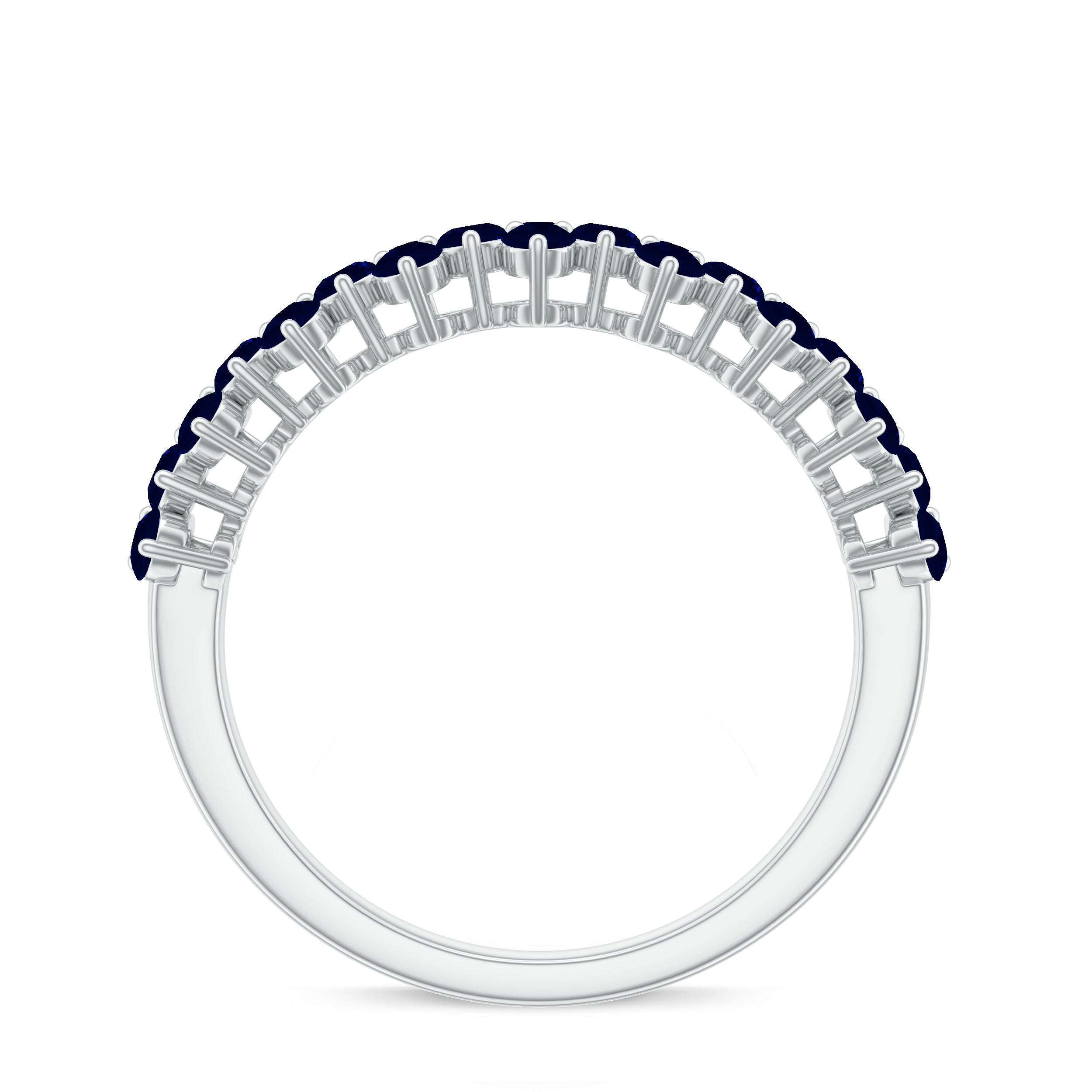 Blue Sapphire Cluster Half Eternity Ring Blue Sapphire - ( AAA ) - Quality - Rosec Jewels