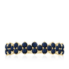 Blue Sapphire Cluster Half Eternity Ring Blue Sapphire - ( AAA ) - Quality - Rosec Jewels