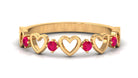 Round Shape Ruby Open Heart Half Eternity Ring Ruby - ( AAA ) - Quality - Rosec Jewels