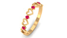 Round Shape Ruby Open Heart Half Eternity Ring Ruby - ( AAA ) - Quality - Rosec Jewels