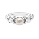 2.25 CT Freshwater Pearl Flower Band Ring with Diamond Freshwater Pearl - ( AAA ) - Quality - Rosec Jewels