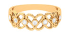 Round Diamond Half Eternity Floral Band Ring in Minimal Style Diamond - ( HI-SI ) - Color and Clarity - Rosec Jewels