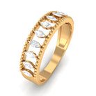 Marquise Cut Diamond Half Eternity Ring with Beads Diamond - ( HI-SI ) - Color and Clarity - Rosec Jewels