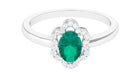 Oval Emerald Cocktail Flower Ring with Diamond Emerald - ( AAA ) - Quality - Rosec Jewels