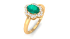 Oval Emerald Cocktail Flower Ring with Diamond Emerald - ( AAA ) - Quality - Rosec Jewels