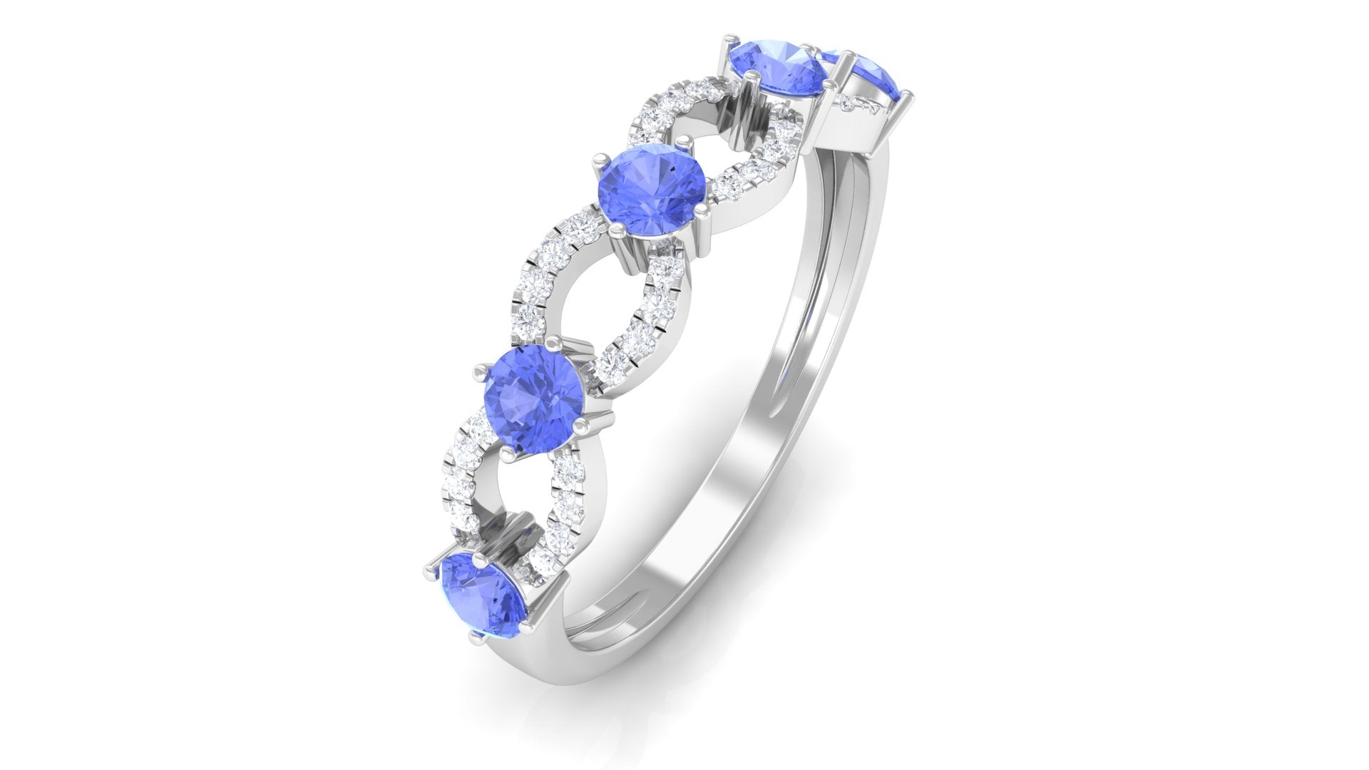 Tanzanite and Diamond Designer Eternity Ring Tanzanite - ( AAA ) - Quality - Rosec Jewels