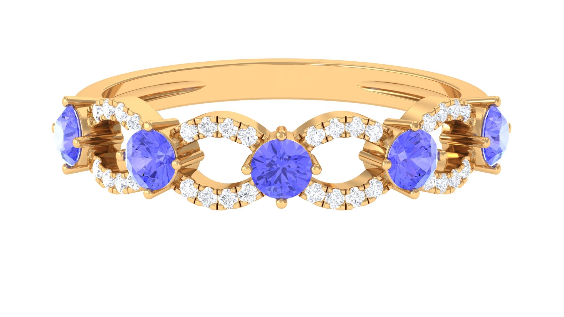 Tanzanite and Diamond Designer Eternity Ring Tanzanite - ( AAA ) - Quality - Rosec Jewels