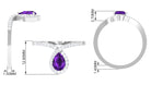 Designer Amethyst Teardrop Engagement Ring with Diamond Amethyst - ( AAA ) - Quality - Rosec Jewels