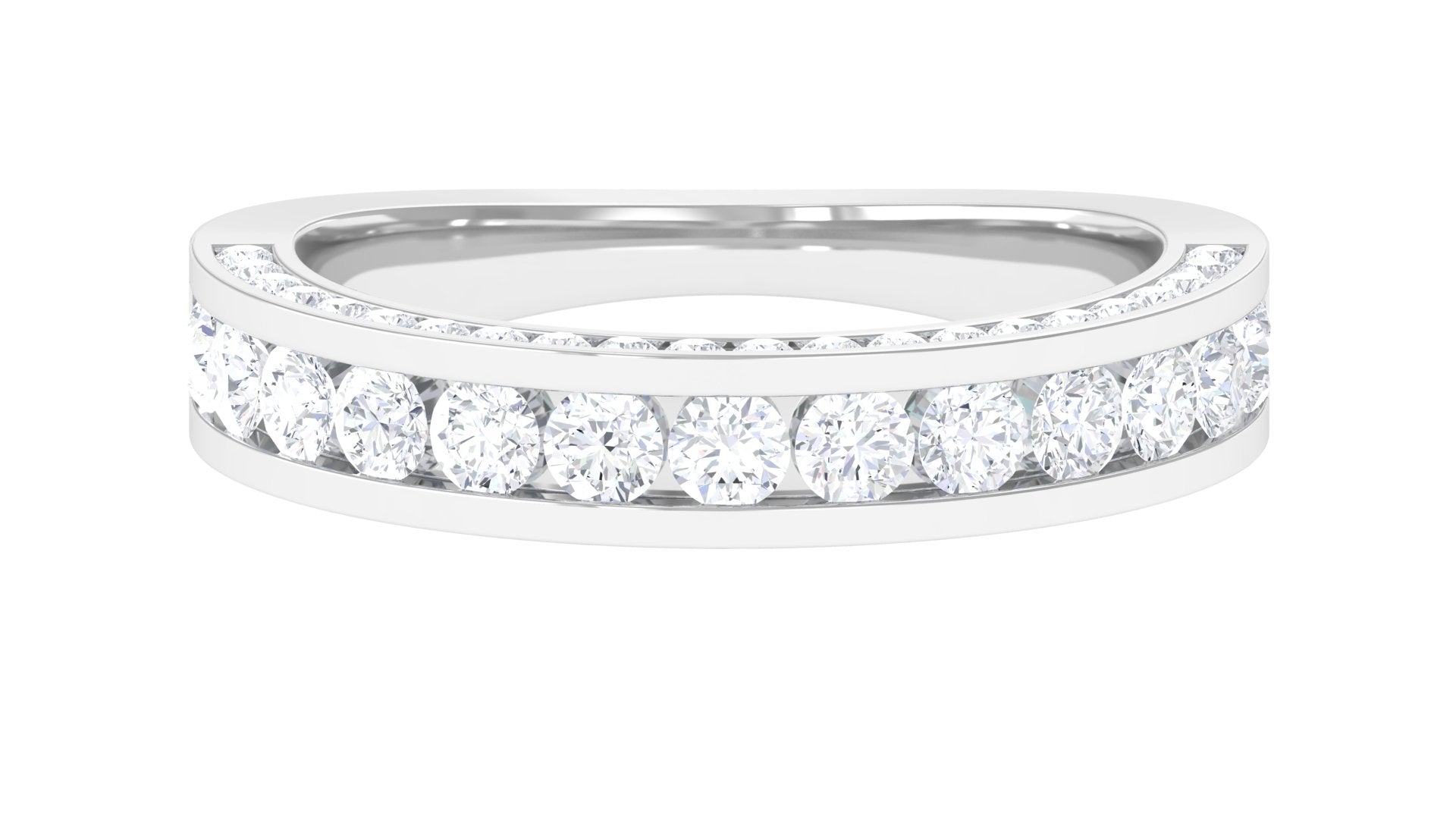 3.75 CT Certified Moissanite Gold Eternity Ring in Channel Setting Moissanite - ( D-VS1 ) - Color and Clarity - Rosec Jewels