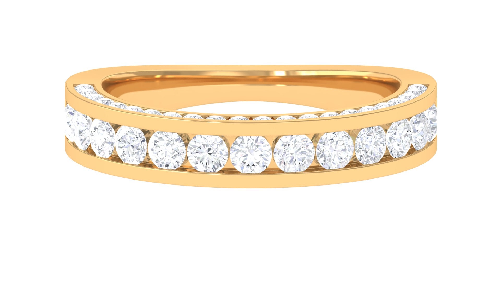 3.75 CT Certified Moissanite Gold Eternity Ring in Channel Setting Moissanite - ( D-VS1 ) - Color and Clarity - Rosec Jewels